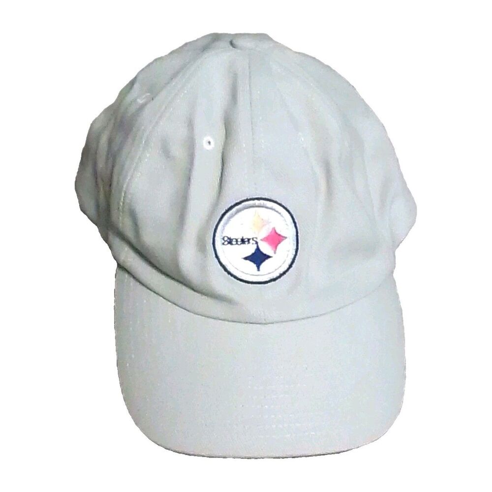 PITTSBURGH STEELERS HAT CAP ADJUSTABLE STRAPBACK WHITE GREY VINTAGE NFL FOOTBALL